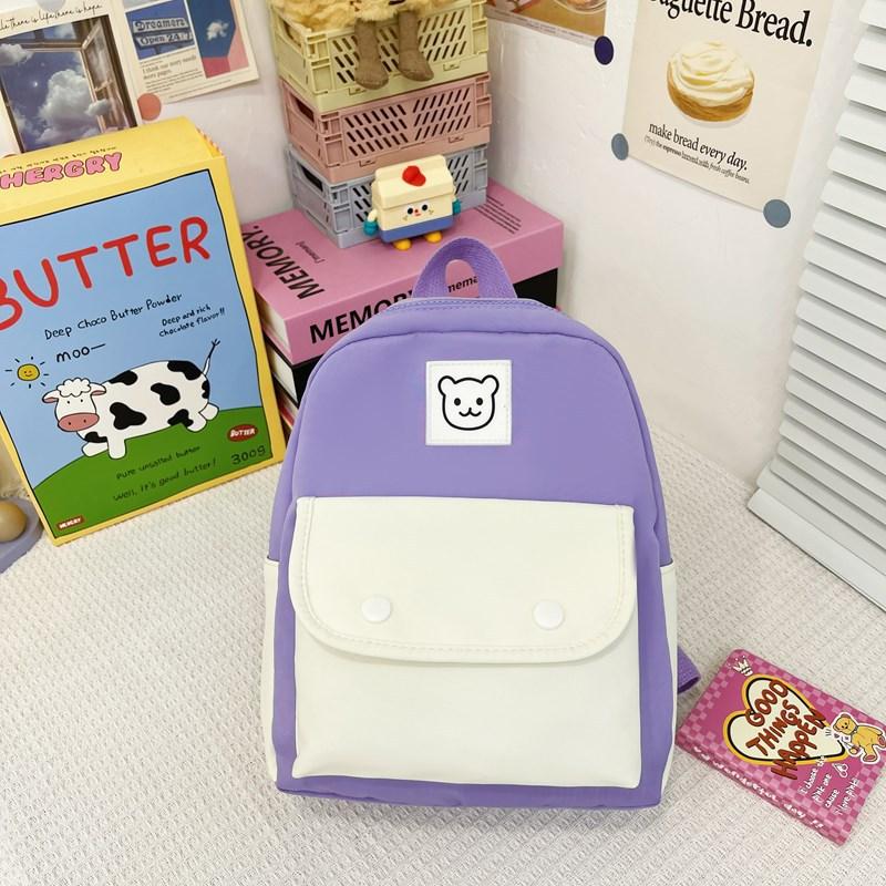 Kindergarten Primary School Students Schoolbag Fashionable Contrasting Colors Cute Baby Bear Backpack Children'S Bag