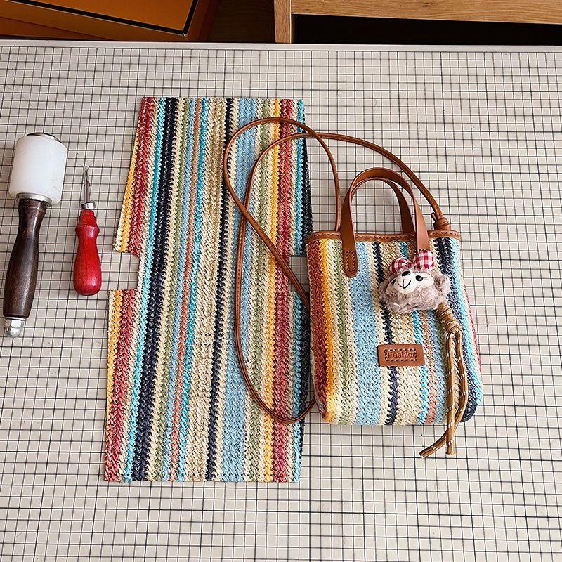 

Bohemia Straw Bag Women s Summer 2025 New Arrival DIY Hand-Woven Bag Homemade Material Bag Shoulder Bag Brown vertical (material package)