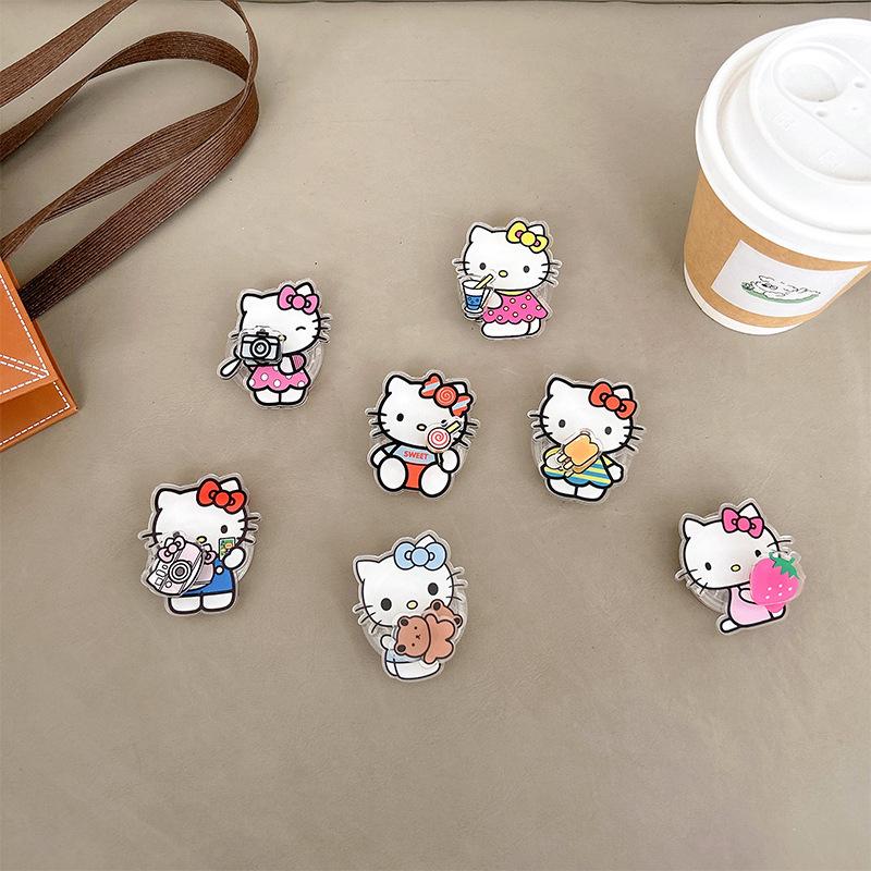 Simple And Cute Childlike Acrylic Leisurely Kt Rotating Small Cartoon Mobile Phone Holder Airbag Lazy Back Sticker