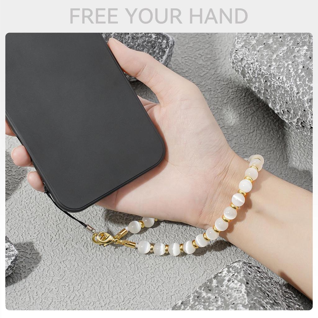 High-End Men's & Women's Fashion Cat's Eye Stone Beaded Phone Chain Lanyard