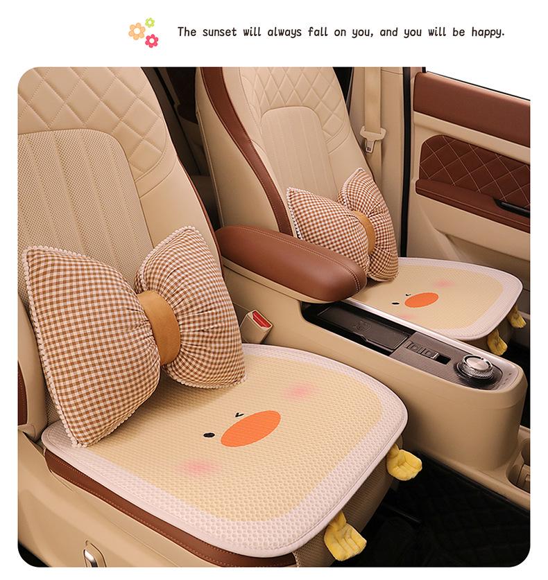 Urocza Kreskówkowa Poduszka na Fotel Samochodowy z Motywem Kaczki dla Mazda 3, Axela, CX30, CX - Letni Wzór z Siatki