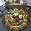 Dinosaur Glass Art Round Area Rug Under Office Chairs Bedroom Living Room Home Decor