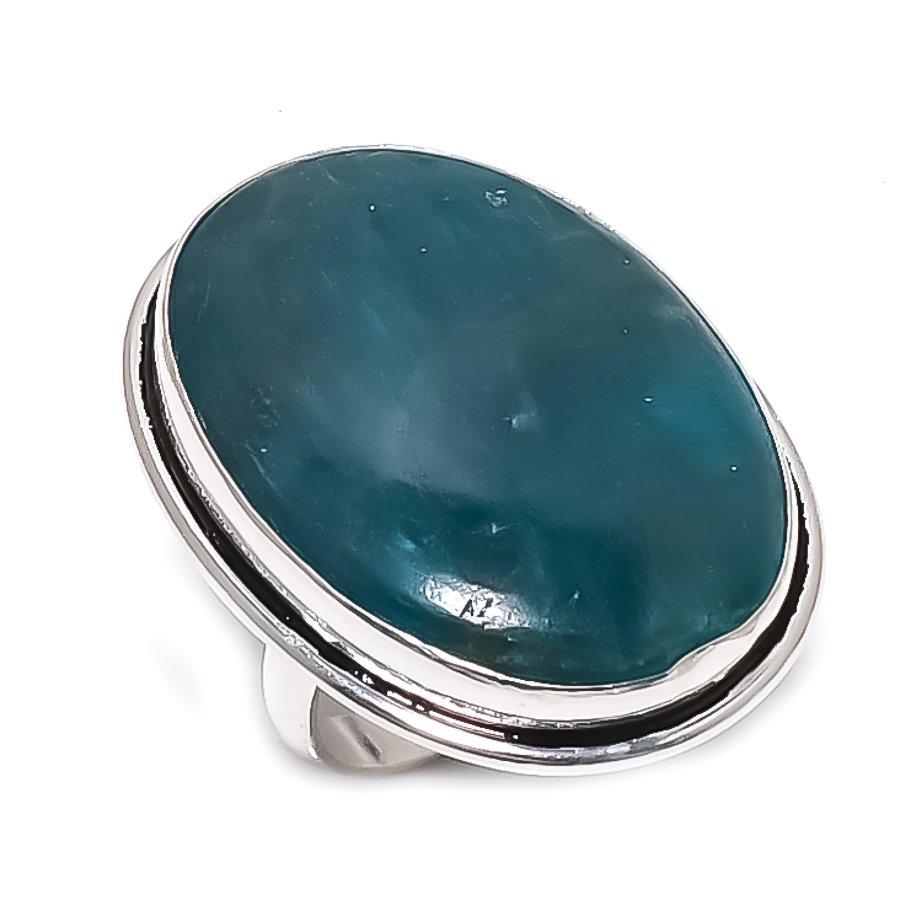 Natural Neon Blue Apatite Gemstone 925 Sterling Silver Jewelry Ring Size 7 K9h02