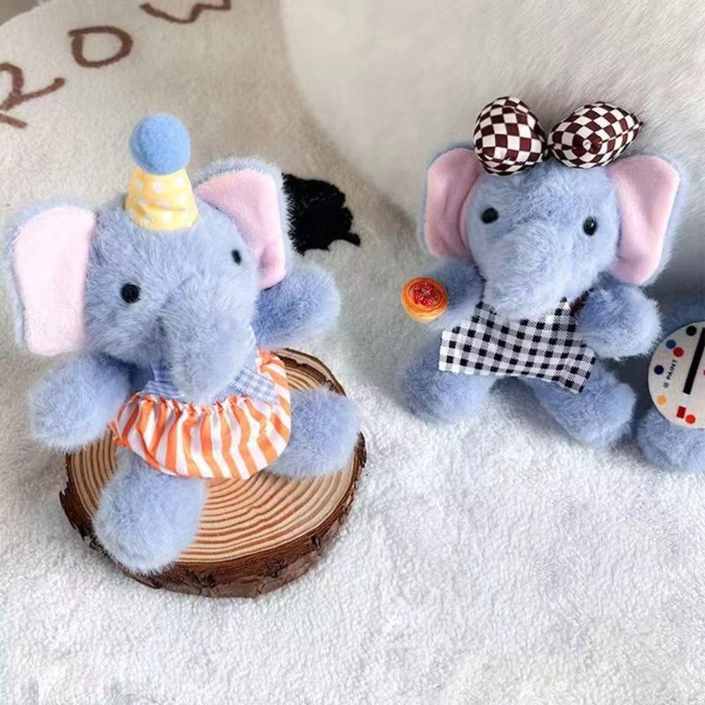 Painter Apron Style Elephant Backpack Pendant Cartoon Elephant Plush KeyChain  Car Keys Accessories