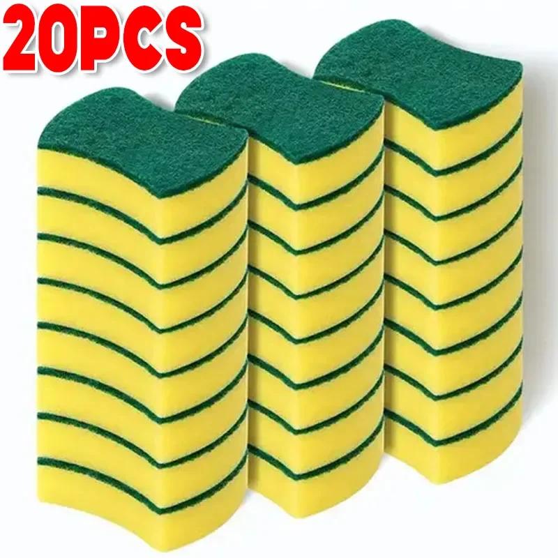 50/10Pcs Kitchen Dishwashing Sponge Soft Absorbent Clean Rub Pot Rust Scouring Pad Removing Kits Household Cleaning Brush Sponge