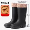 Women's British Fashion Mid-Calf Waterproof Rubber Rain Boots - Non-Slip, Warm Frosted Overshoes for Kitchens and More