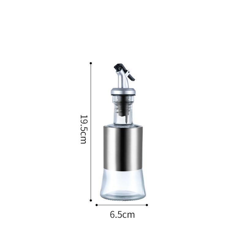 Stainless Steel Glass Oil Bottle Set - Leak-Proof Kitchen Containers for Oil, Soy Sauce, Vinegar, Wine, and Seasonings.