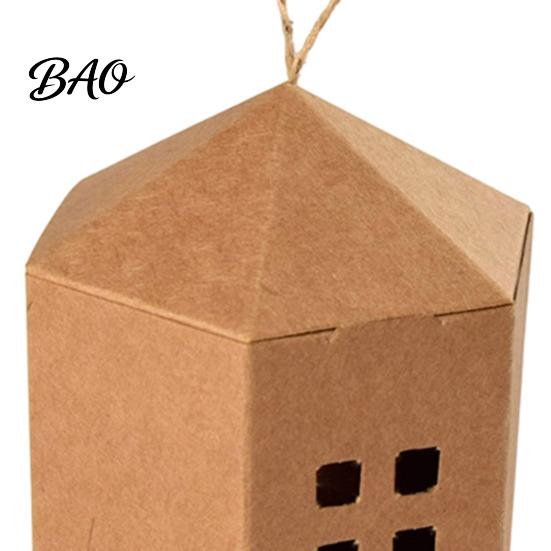 Party Supplies for Guests 10PCS House Shaped Candy Boxes with Lanyard, DIY Decorative Cardboard Hollow Window Gift Treat Containers, Small Item