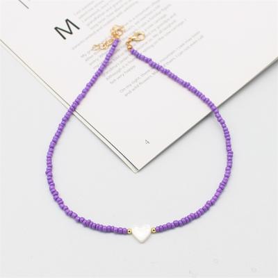 Collier Choker Mode Coquillage Cœur Court Collier Doux Perles de Verre Collier Cadeau