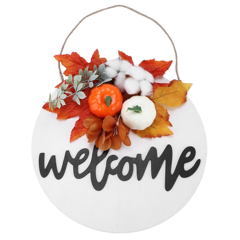 Round Wood Door Sign Farmhouse Front Door Hanging Welcome Sign Decors for Halloween Christmas