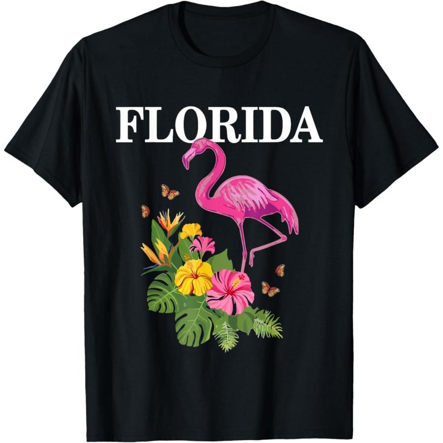 

Florida Flamingo Miami Tropical Plants Souvenir Vintage T-Shirt S
