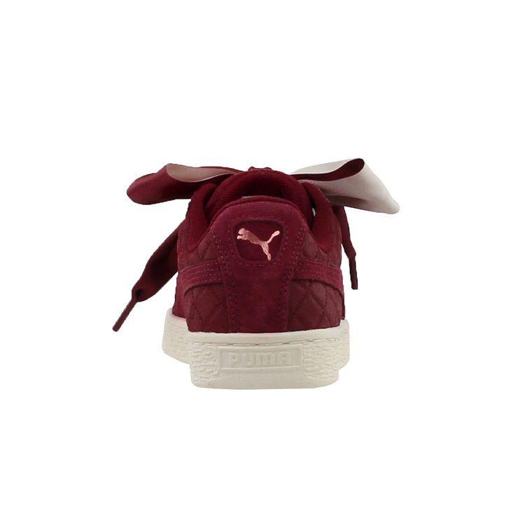 Puma Suede Heart Quilt Cordovan Women Sneakers Red Cameo-Brown 365462-01