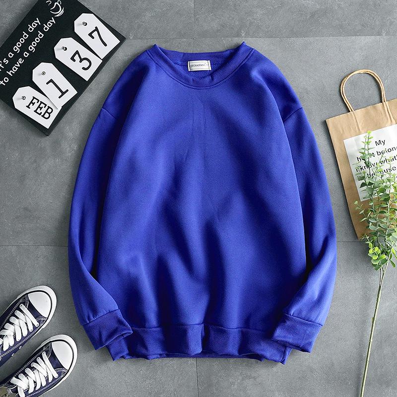 Men's Trendy Autumn Long-Sleeve Round Neck Sweater - Solid Color Loose Fit Pullover for Students