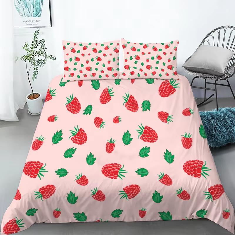Kawaii Fruit Bedding Set For Kids Adults Bedroom Decor Lemon Watermelon Print Duvet Cover Set Twin Full Queen King Quilt Cover