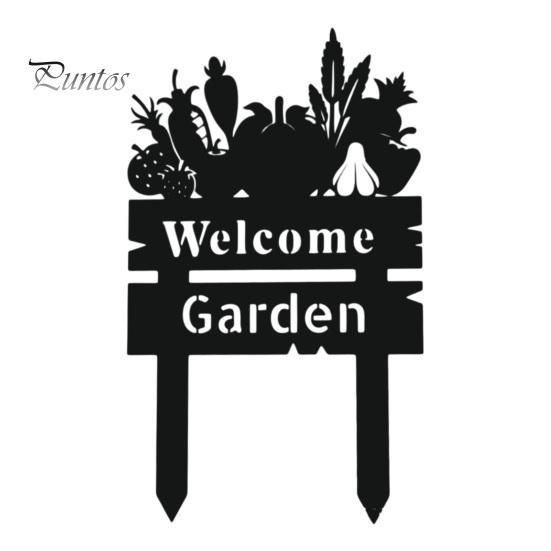 Courtyard Aesthetic Accents Welcome Decorative Yard Sign, Wildflowers/Vegetables Silhouette Black Garden Stake, Outdoor Entrance Decor Acrylic Rustic