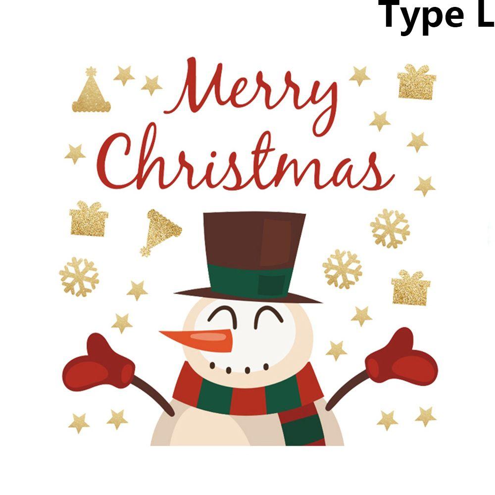 Xmas Snowman Elk Santa Clause Decorative Poster Christmas Stickers Wall Art Shopwindow Decal