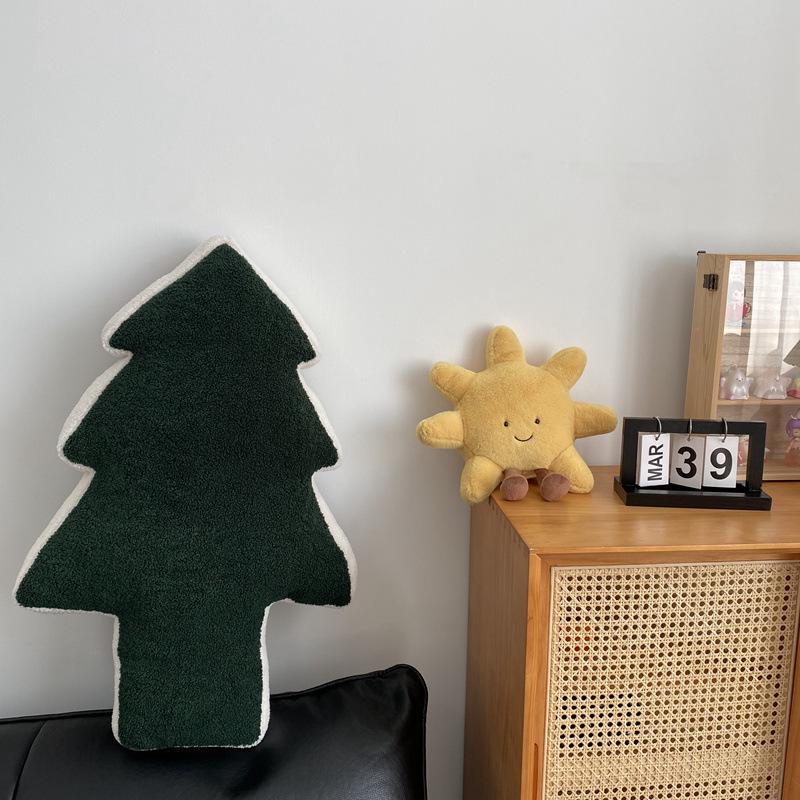 Gingerbread Man Pillow & Christmas Tree Cushion Set - Festive Holiday Decoration Gift for Kids