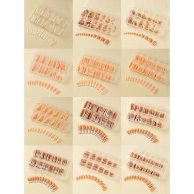 120x/Scatola Unghie Full Cover da Incollare Unghie Press On con Punta Francese Unghie Finte a Bara Unghie Finte Manicure Forniture