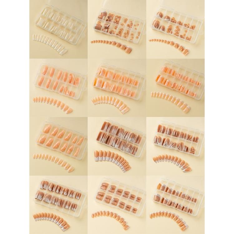 120x/Box Full Cover Stick On Nails French Tip Press On Nails Coffin False Nails Manicures Suppliss