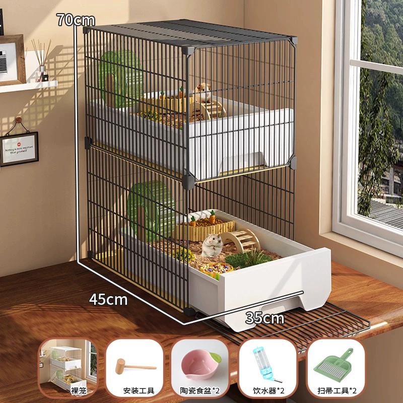 Large Hamster Cage with Easy-Clean Drawers Luxury Villa Habitat Spacious Rodent Enclosure Landscape Design Dedicated Pet Home