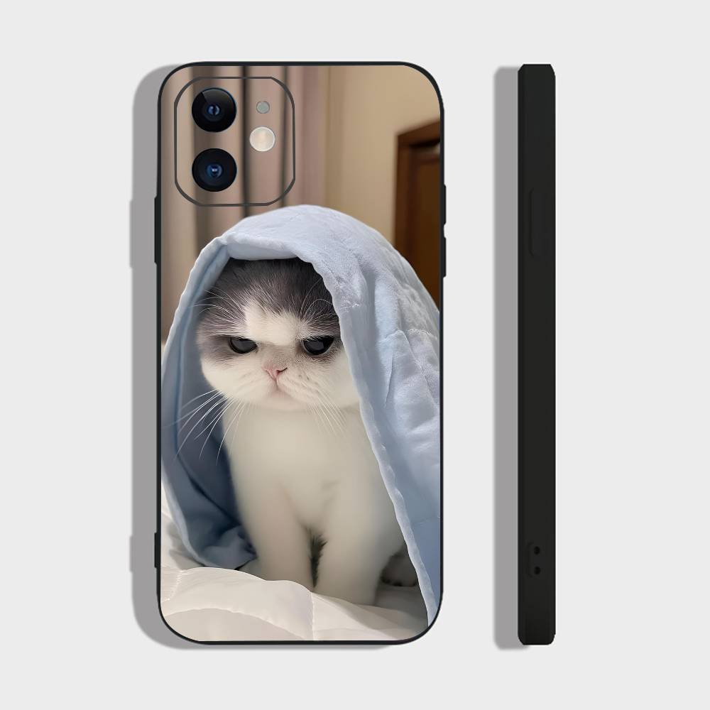 Cute Cat Phone Case For IPhone 17 Air 16 15 14 13 Pro Max 11 12 Black Silicone Cover