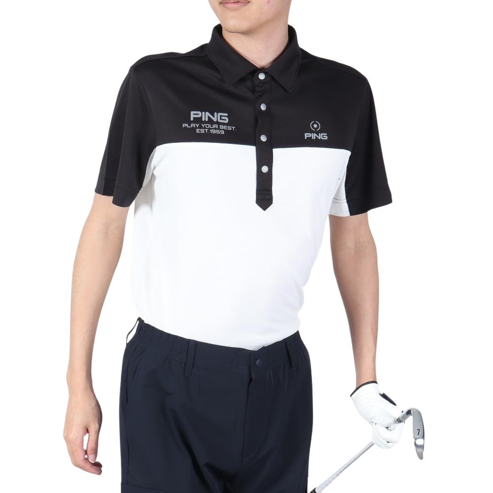 PING Apparel Short Sleeve Polo Shirt Lightweight and Golf Size M Men's (Sarai Tech Quick-Drying) / / 621-4160311 010_Black,