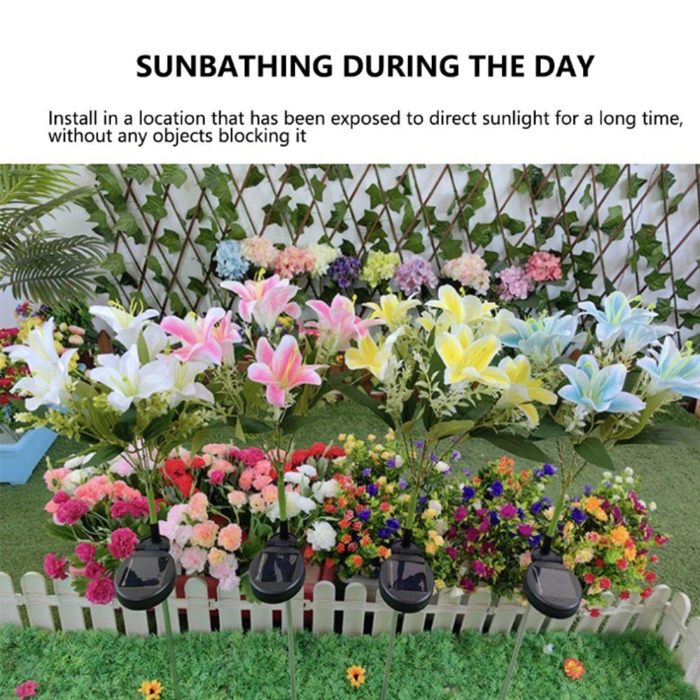 Solarbetriebene LED Outdoor Blumen Dekoration 7 Köpfe Simulationsblumenlampe Camping Dekor