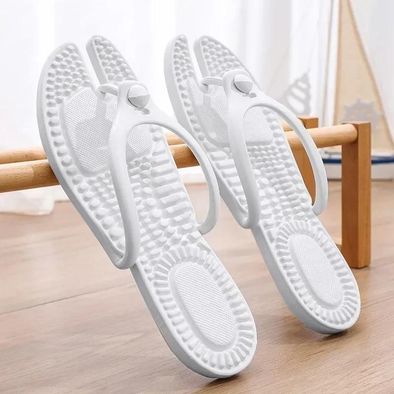 Fashion 2025 Hot Sell New Uxst Men's Platform Flip Flops Bathroom Home Women Hotel Slippers Outdoor Travel Folding Slippers Non-slip
