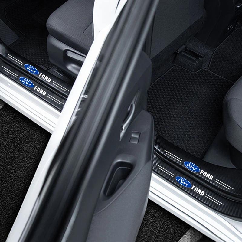 VOPL3 Car Carbon Fiber Trunk Stickers Car Threshold Sticker For Ford Focus Fiesta Mondeo Explorer Transit Fusion Auto Decorative Decal