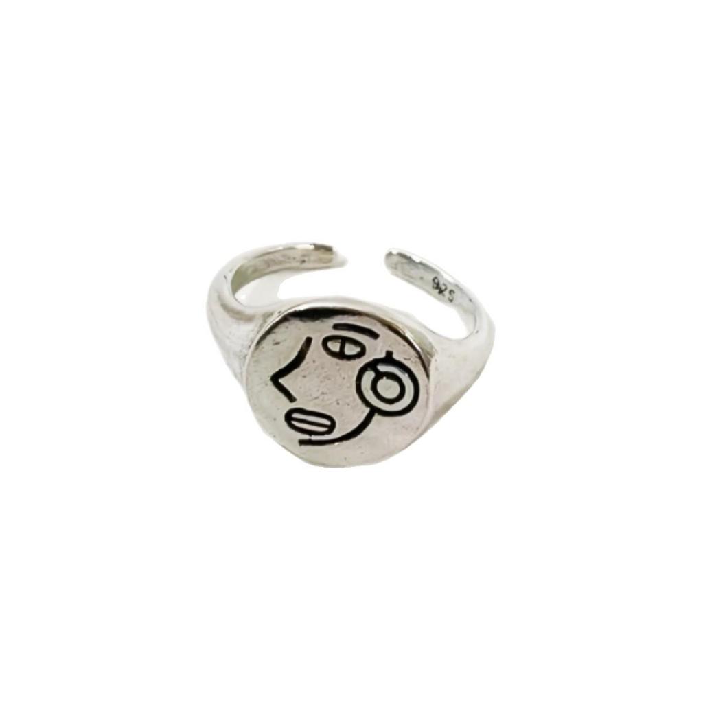 Abstract Face Open Ring: Creative & Unique Design