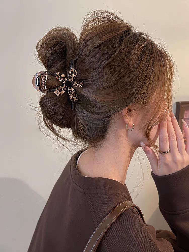 2025 Leopard Print High-End Large Shark Hair Clip for Women