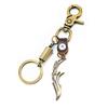 Engraved Alloy Curved Knife Keychain with Leather Strap & Lobster Clasp