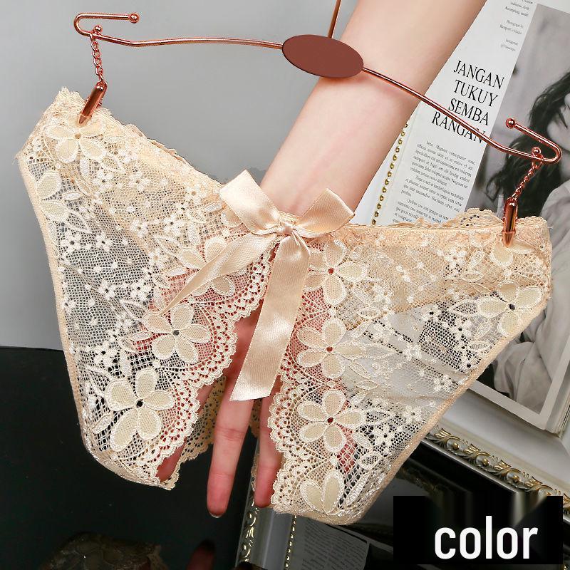 Lace Seamless Open Crotch Panties with Bow - Women's Sexy, Breathable, and Charming Design