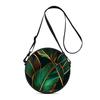 Leaf Print Round Shoulder Bag Casual Messenger Bag Daily Adjustable Strap Crossbody Bag for Woman Best Gifts 2D Flat