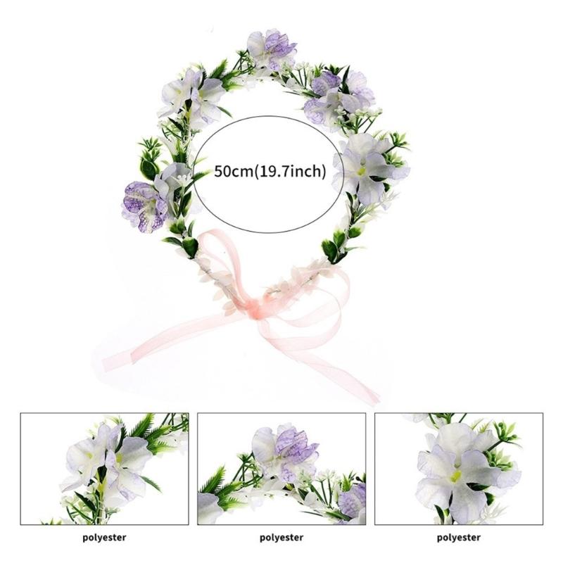 Pastoral Flower Shape Headband for Traveling Taking Photo Spring Girl Ethnic Hair Hoop Wedding Party Bride Hairband