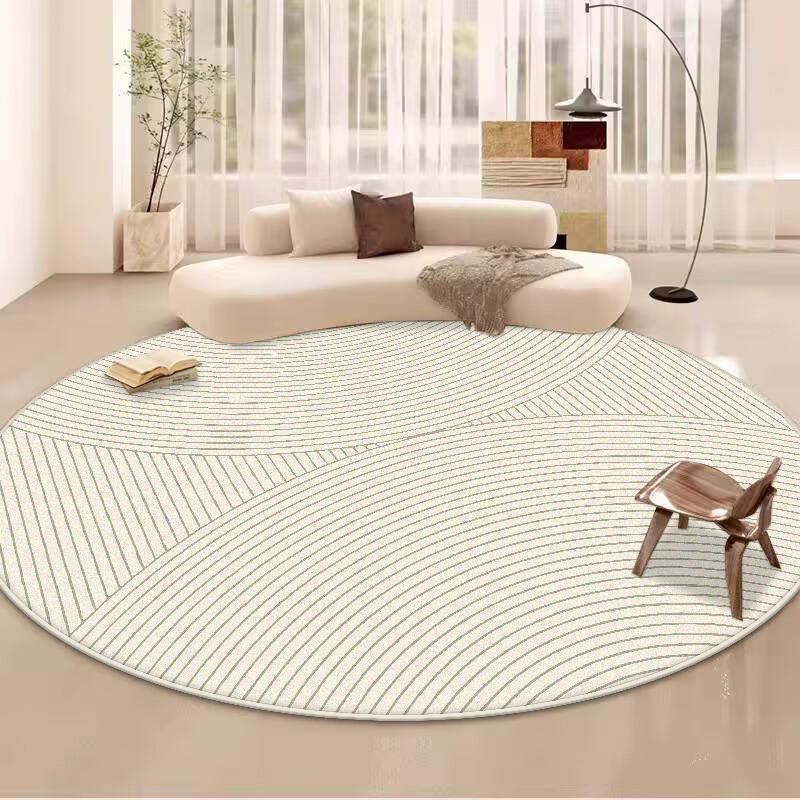 Simple Style Large Living Room Round Rugs Striped Decoration Home Sofa Area Fluffy Plush Carpet Bedroom Non-slip Chair Mat Floor