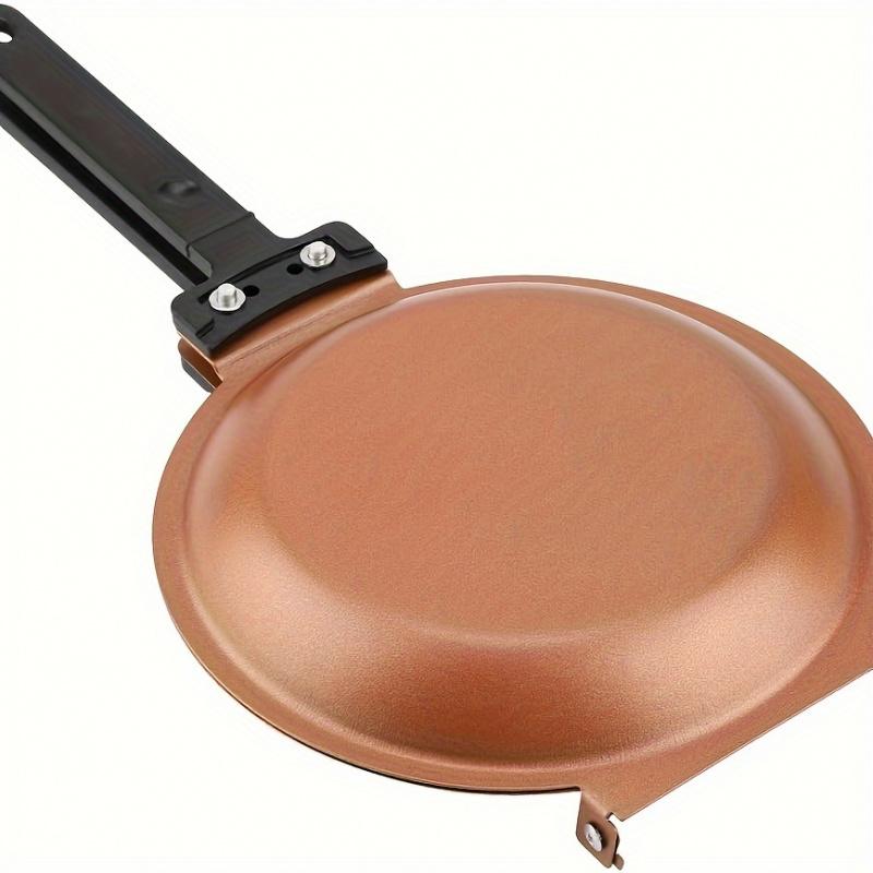 One piece double-sided pancake and omelette pan, non-stick copper-titanium coating, stainless steel handle