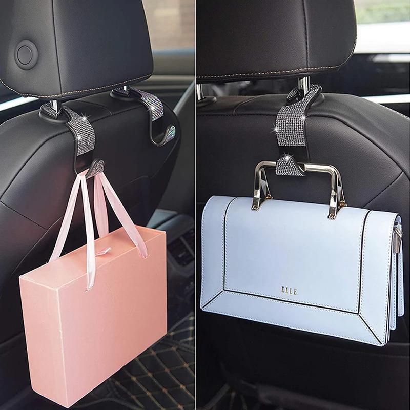 Rhinestone Car Seat Back Hook Bling Diamond Hanger Car Interior Accessories Auto Back Multifunctional Rear Hook