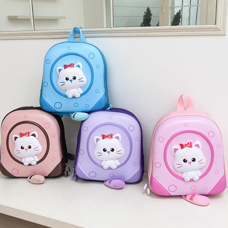 Youth Child Backpack With Cat Pattern And Lightweight Oxford Fabric For School Use