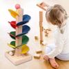 Colorful Wooden Leaf Tower Marble Game For Kids Educational Assembly Toy