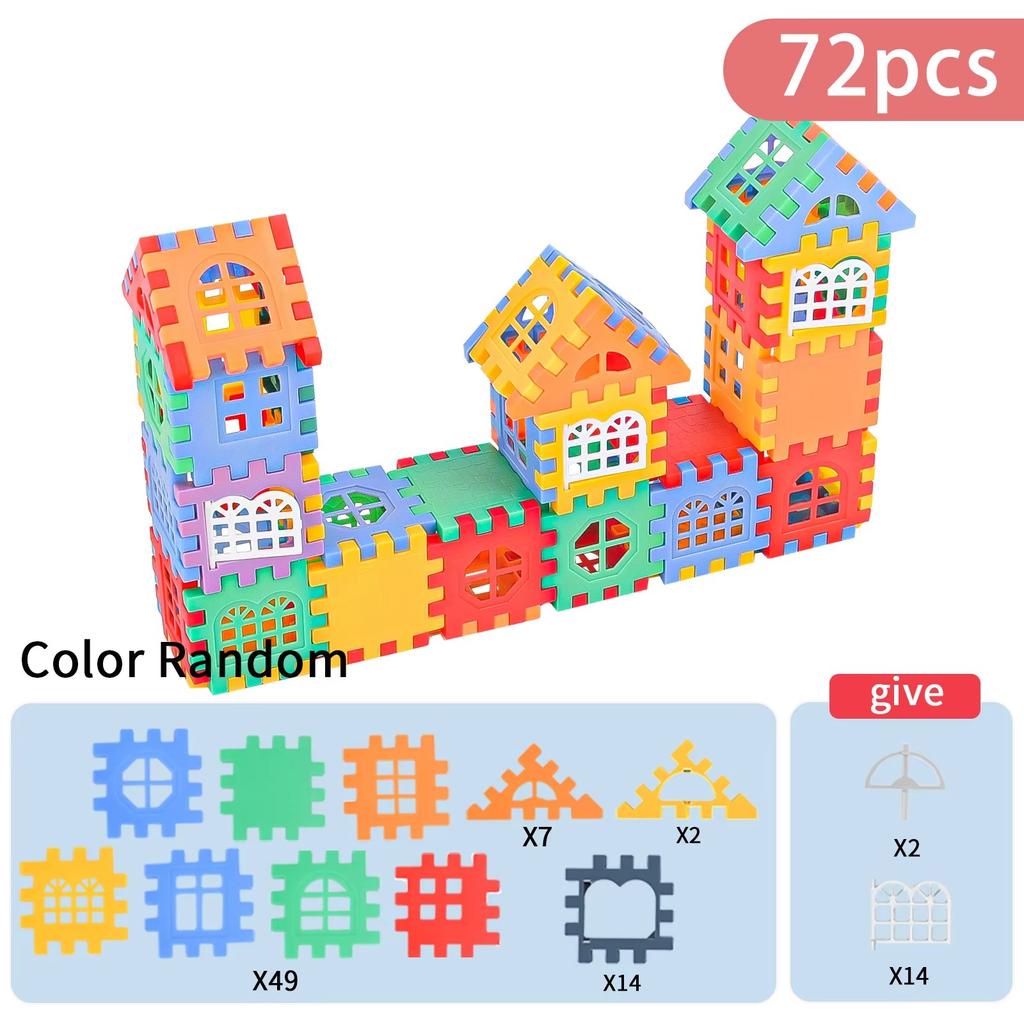 Blocs de construction de maison à grande échelle Simulation de conception de fenêtre, Construction pour maternelle, Création de grande maison pour garçons et filles Bui