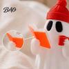 Ghost Sculpture 3D Printed Halloween Figurine, Red Hat Reading Statue Statue, Holding Coffee for Holiday Party Decoration Figurine