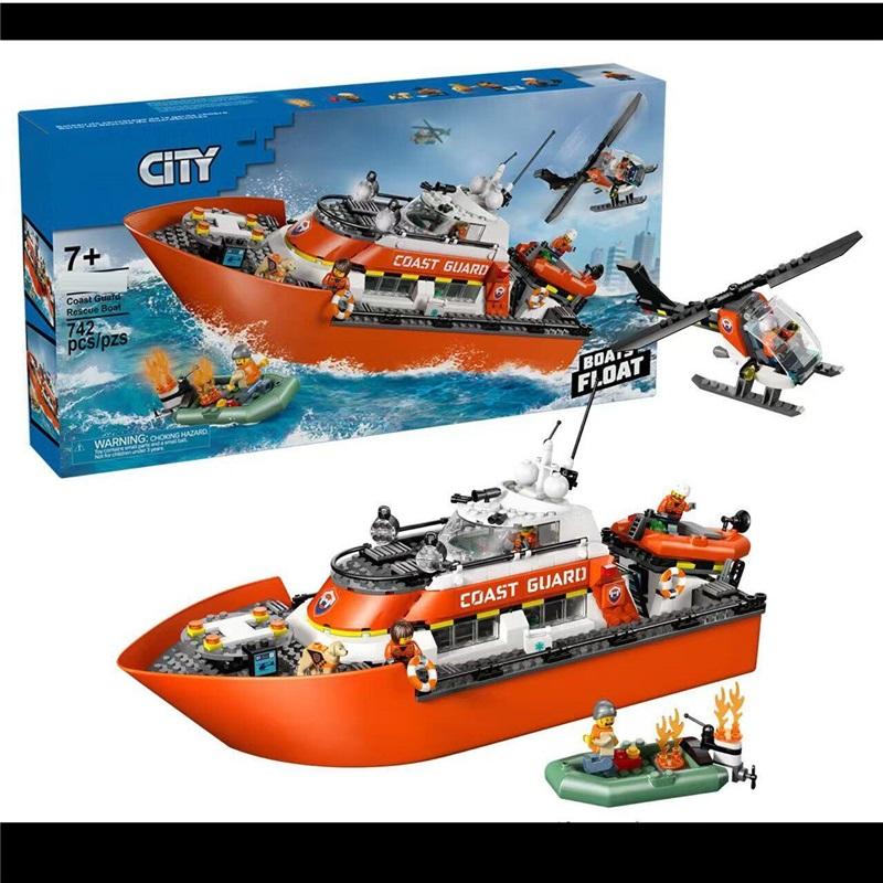 Compatible with LEGO City Series 60504 Coast Guard Rescue Boat Helicopter building toy