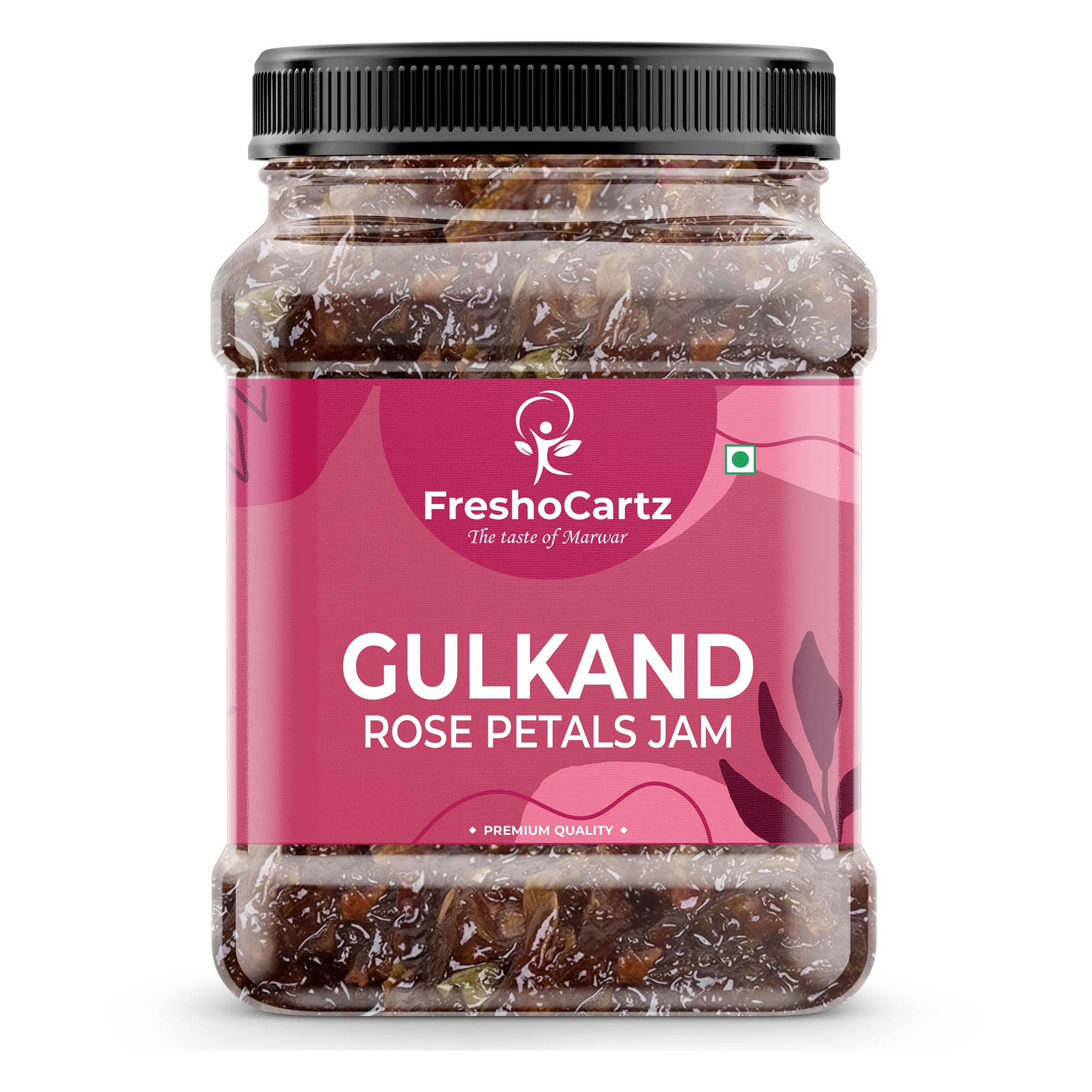FreshoCartz Gulkand Rose Petal Preserve 500gm | Traditional Sweet Spread | Authentic Flavor | Dessert & Paan Ingredient For Gift | Jar Pack Of 1
