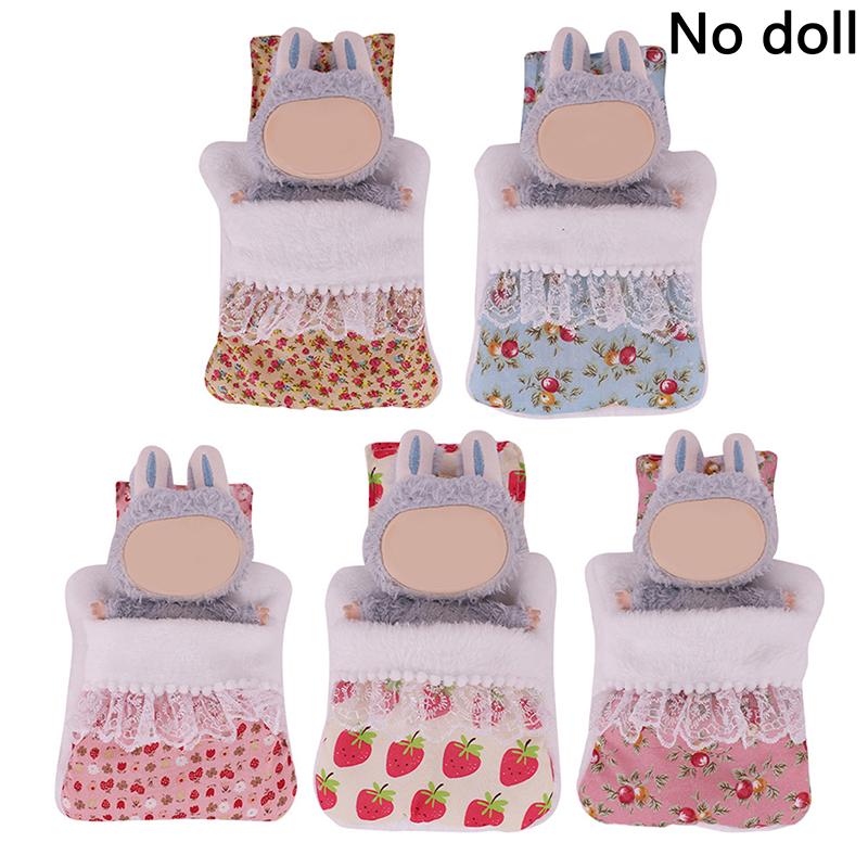 Lůžkoviny 3dílná sada Polštář+Polštář+Přikrývka Pro 17cm Vinylovou Panenku Labubu Spací Pytel Bez Panenek Doplňky pro Panenky