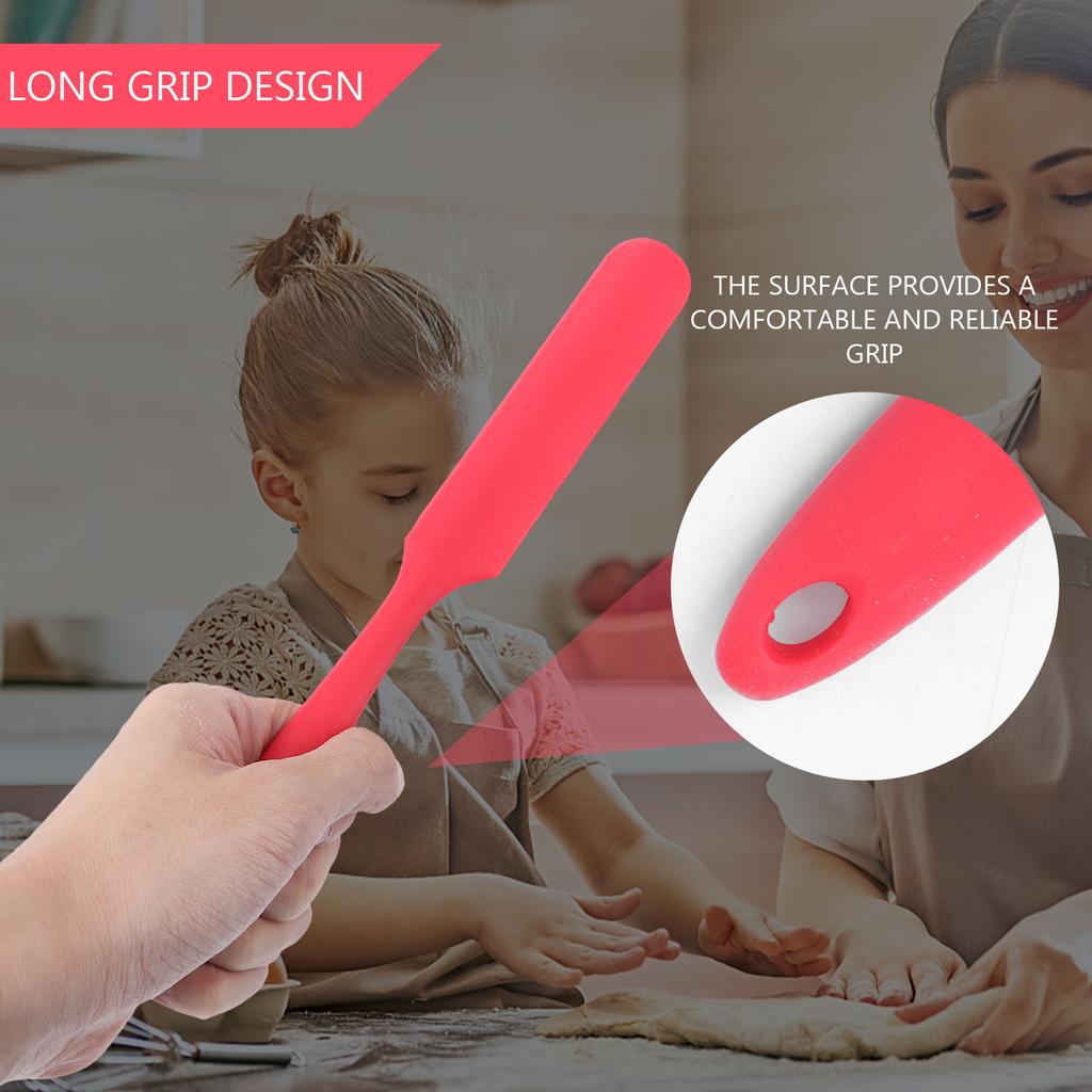 Spatule Spatule en Silicone Grattoir Manche Long Résistant à la Chaleur Fouet à Gâteau Grattoir à Pâte Outil de Cuisson Accessoires de Cuisine Rouge