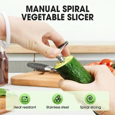 2 Pack Spiral Cutting Machine Stainless Steel Spiral Cutter For Veggies Portable Cucumber Potato Carrot Slicer Cutter