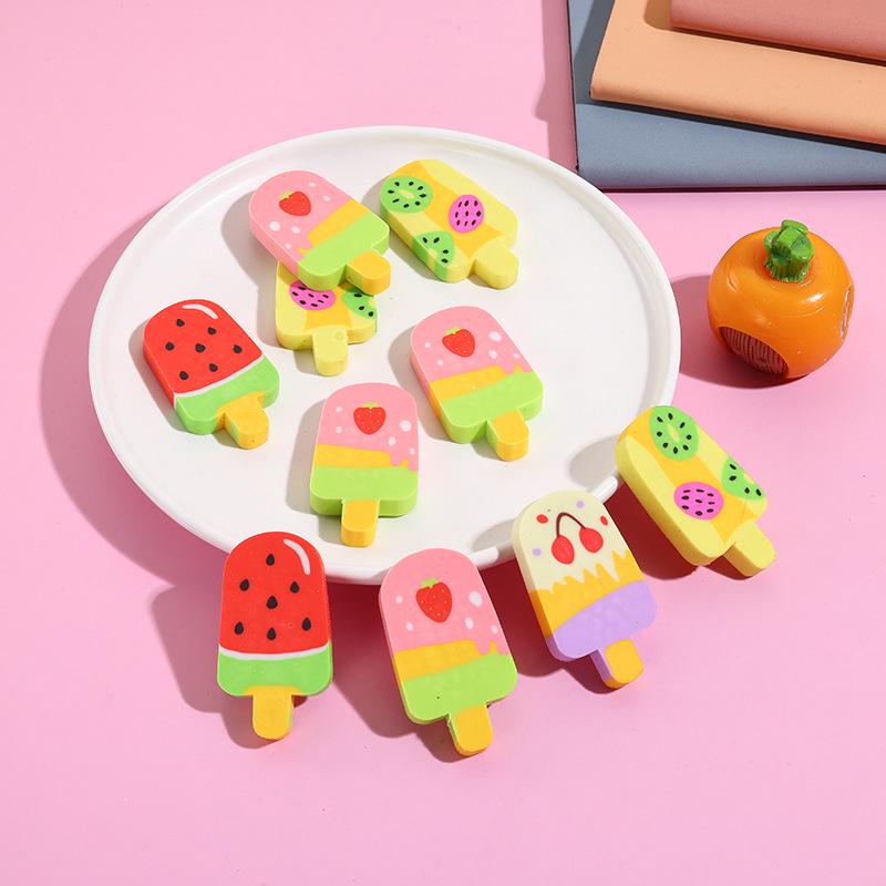 Creative Cute Fruit Cartoon Ice Cream Popsicle Eraser - Low-Dust Student Stationery