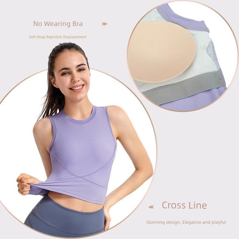 Lu Same Sports Vest Slimming with Chest Pad Running Fitness Top Quick-Drying Sleeveless Yoga Tight Pilates
