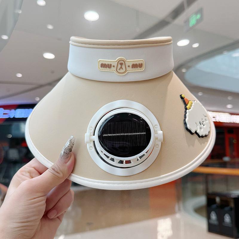 Children's Hat with Fan Solar Rechargeable Boys and Girls Big Hat Brim Sun Protection Sunshade Summer Travel Sun Hat
